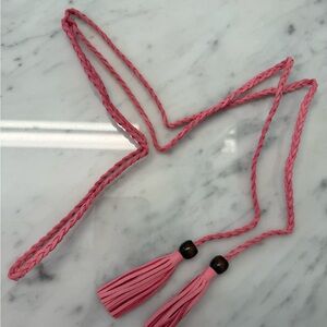 Pink Braided Tassel Belt